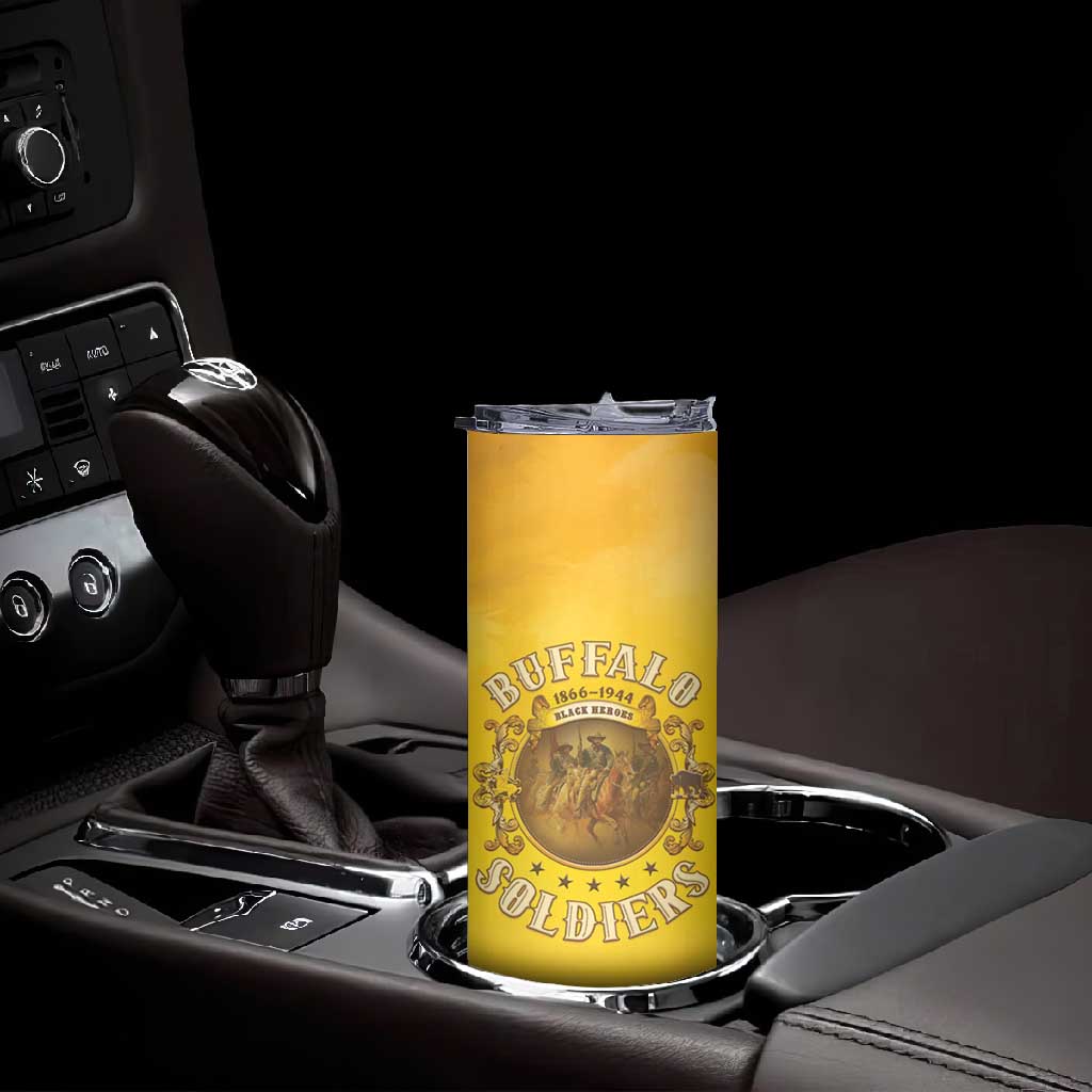 Honor Buffalo Soldiers Skinny Tumbler African American Cavalry Yellow Version LT05