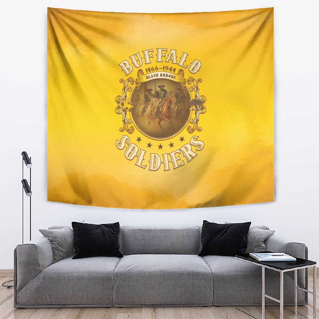 Honor Buffalo Soldiers Tapestry African American Cavalry Yellow Version LT05