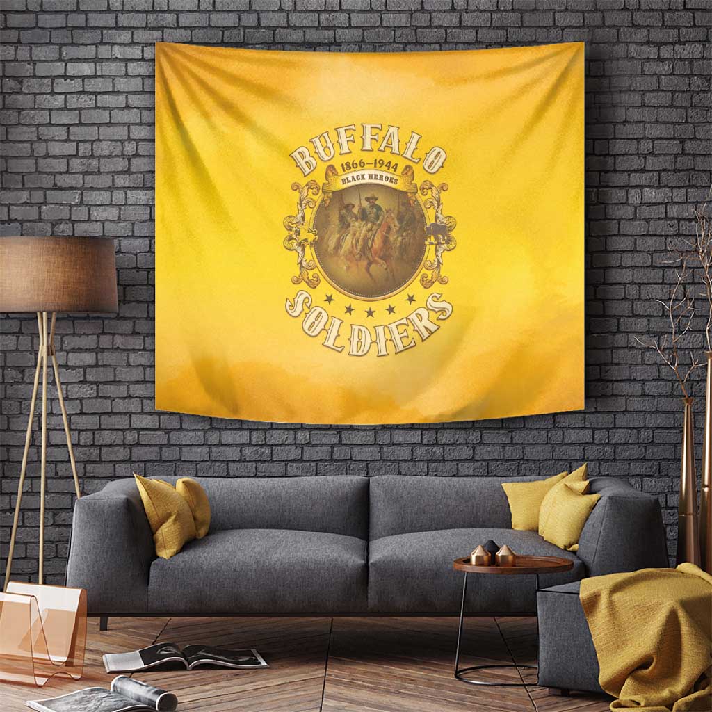 Honor Buffalo Soldiers Tapestry African American Cavalry Yellow Version LT05
