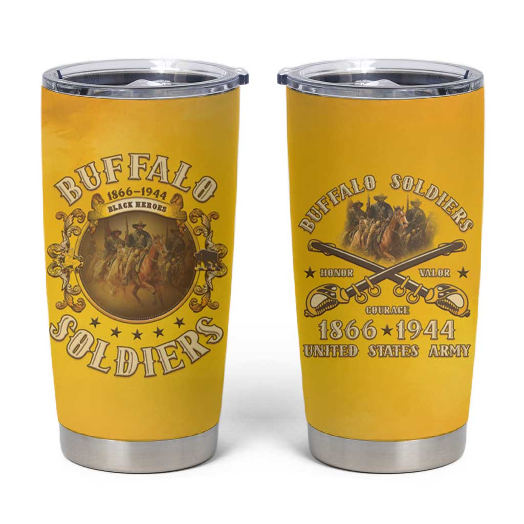 Honor Buffalo Soldiers Tumbler Cup African American Cavalry Yellow Version LT05