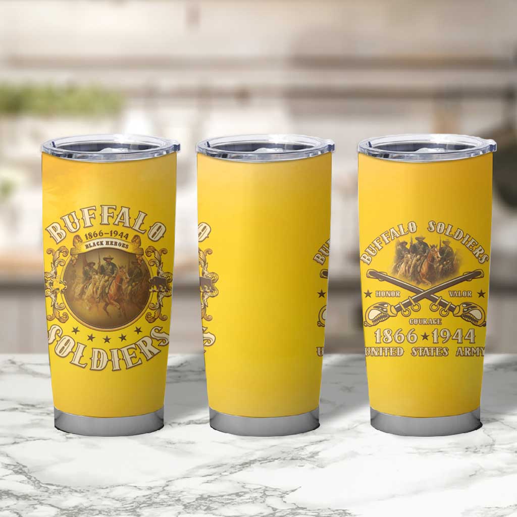 Honor Buffalo Soldiers Tumbler Cup African American Cavalry Yellow Version LT05