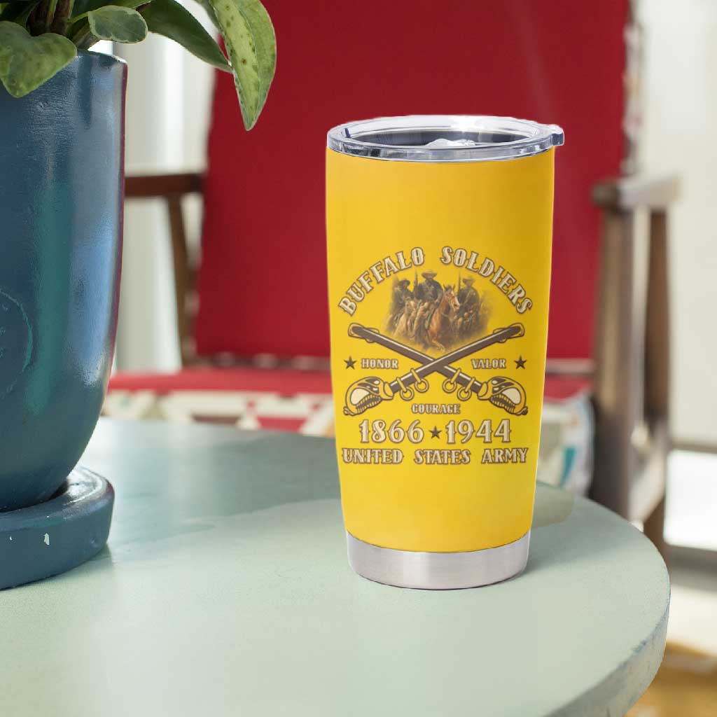 Honor Buffalo Soldiers Tumbler Cup African American Cavalry Yellow Version LT05