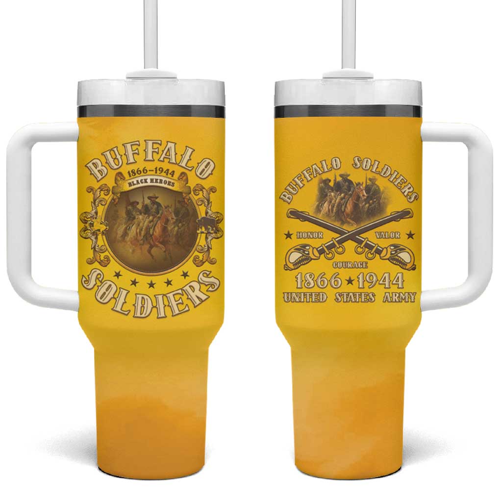 Honor Buffalo Soldiers Tumbler With Handle African American Cavalry Yellow Version LT05