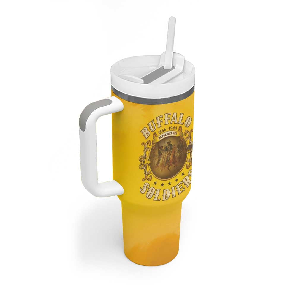 Honor Buffalo Soldiers Tumbler With Handle African American Cavalry Yellow Version LT05