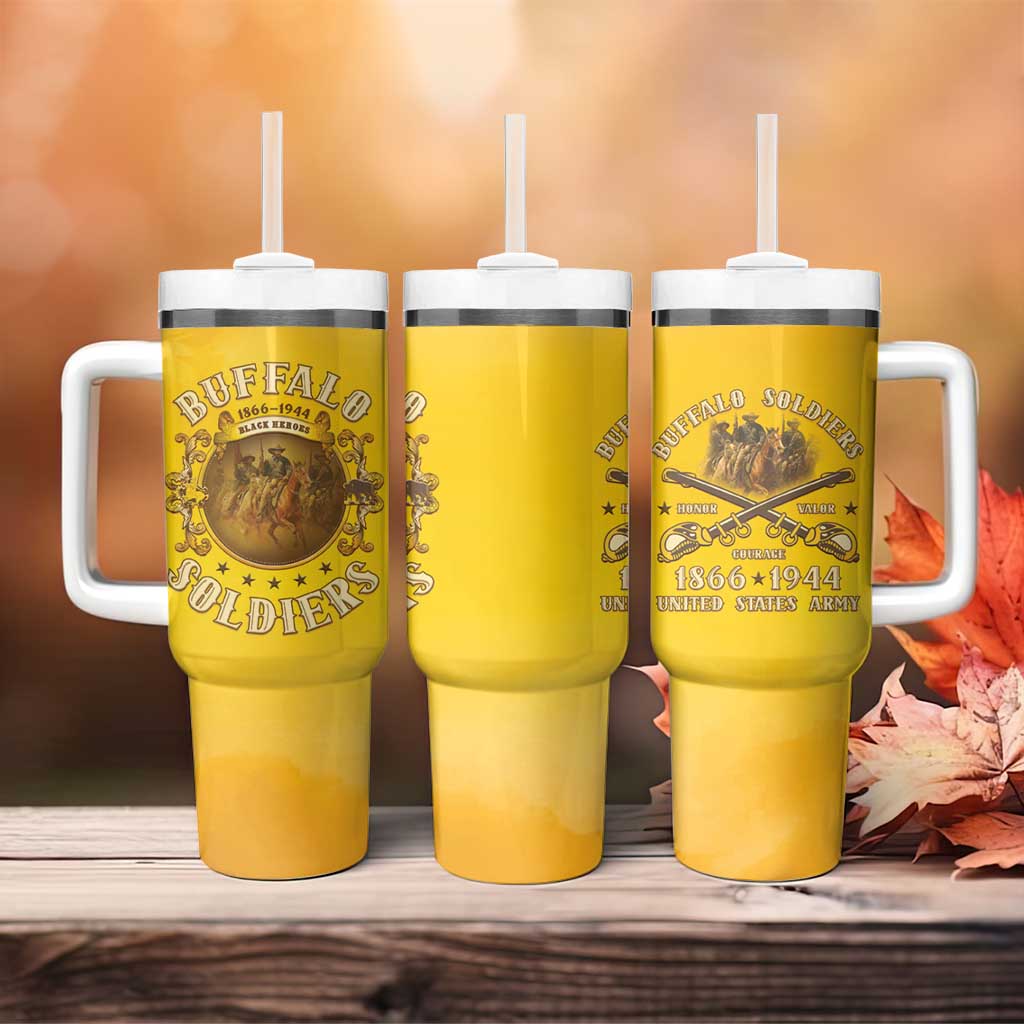 Honor Buffalo Soldiers Tumbler With Handle African American Cavalry Yellow Version LT05