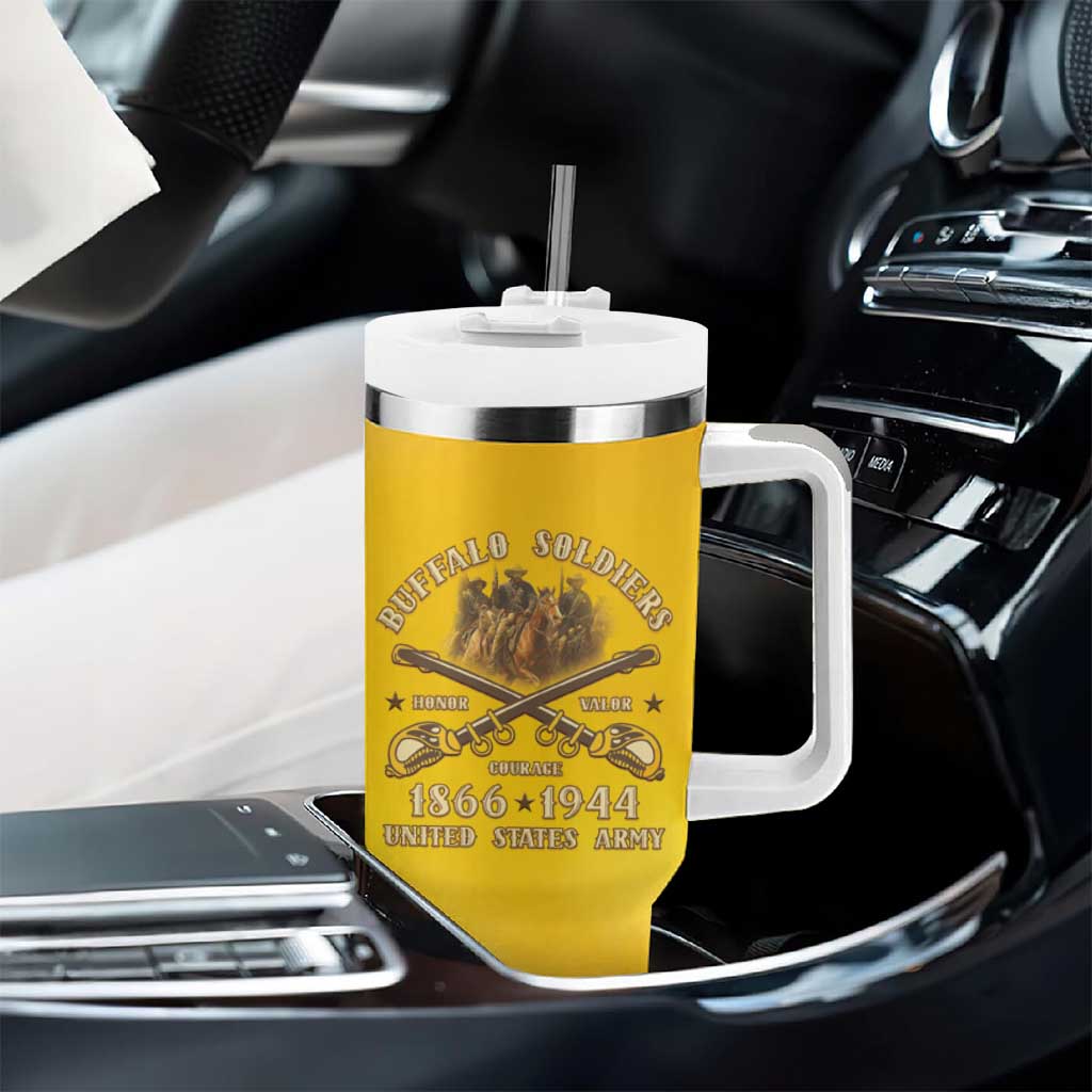 Honor Buffalo Soldiers Tumbler With Handle African American Cavalry Yellow Version LT05