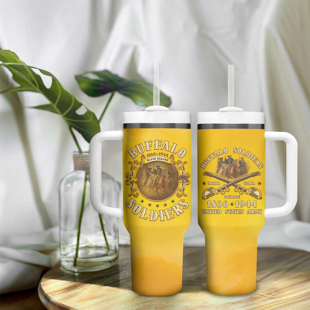 Honor Buffalo Soldiers Tumbler With Handle African American Cavalry Yellow Version LT05