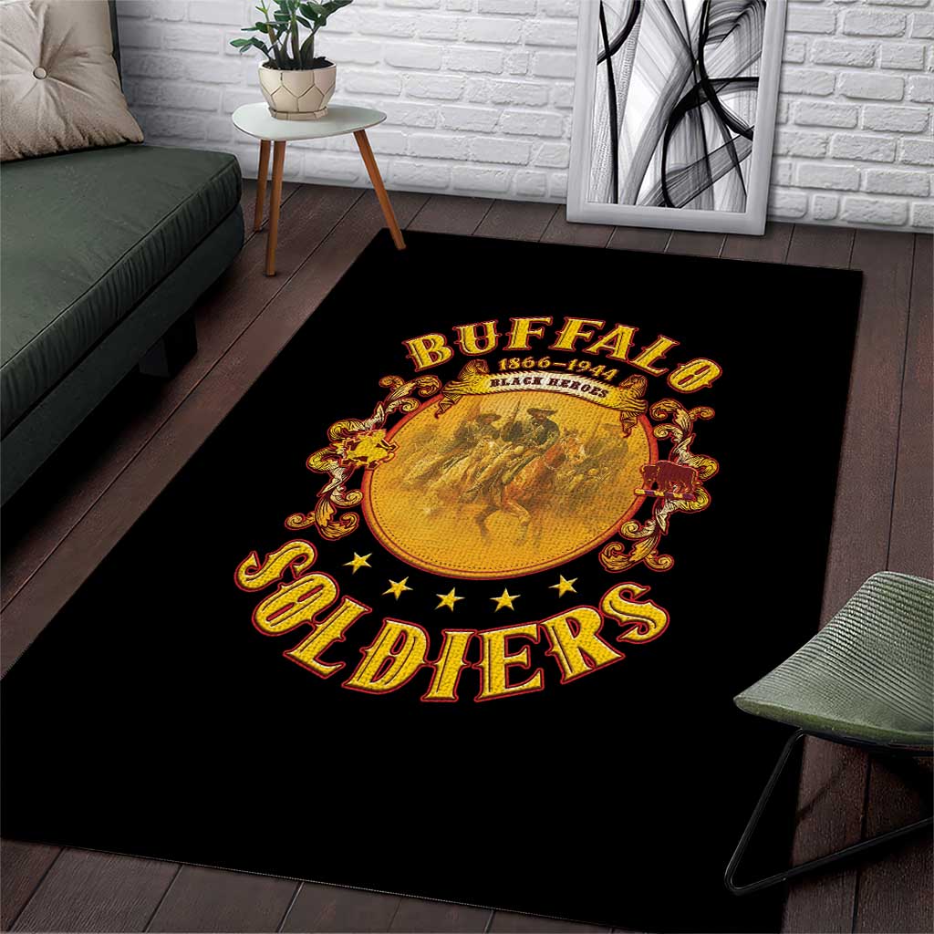 Honor Buffalo Soldiers Area Rug African American Cavalry Black Version LT05