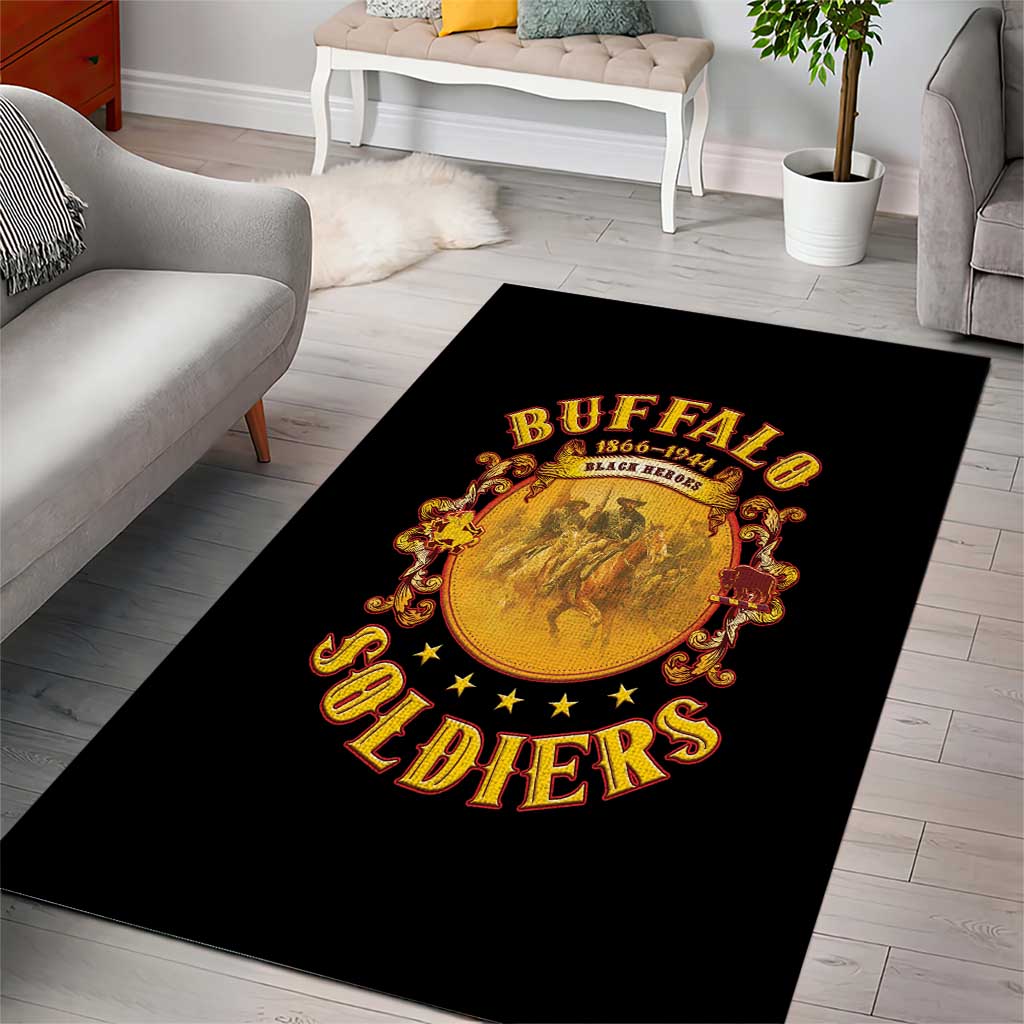Honor Buffalo Soldiers Area Rug African American Cavalry Black Version LT05