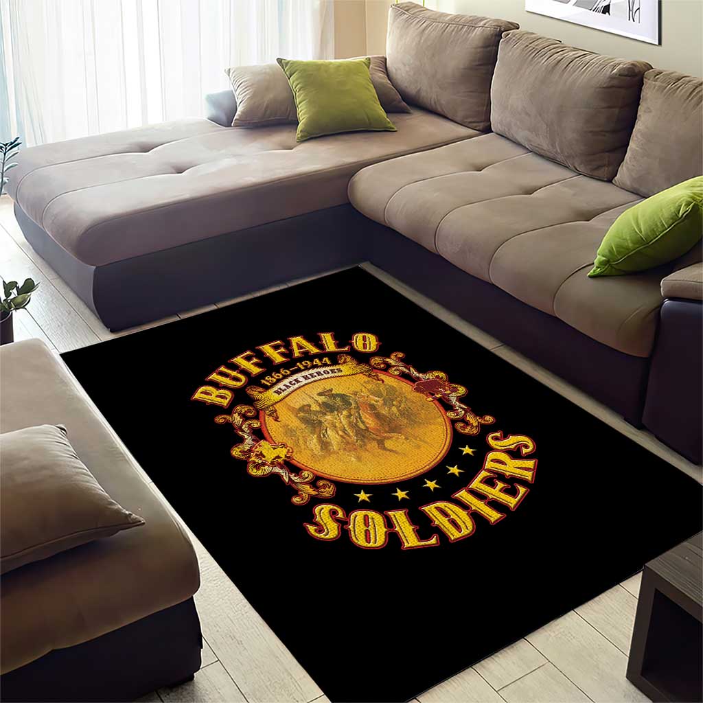 Honor Buffalo Soldiers Area Rug African American Cavalry Black Version LT05