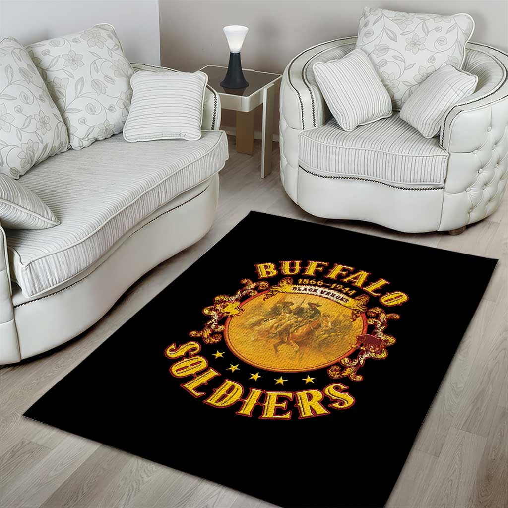 Honor Buffalo Soldiers Area Rug African American Cavalry Black Version LT05