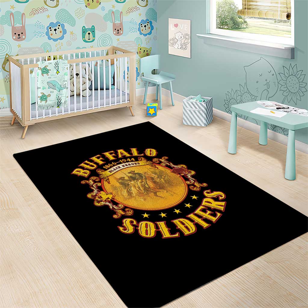 Honor Buffalo Soldiers Area Rug African American Cavalry Black Version LT05