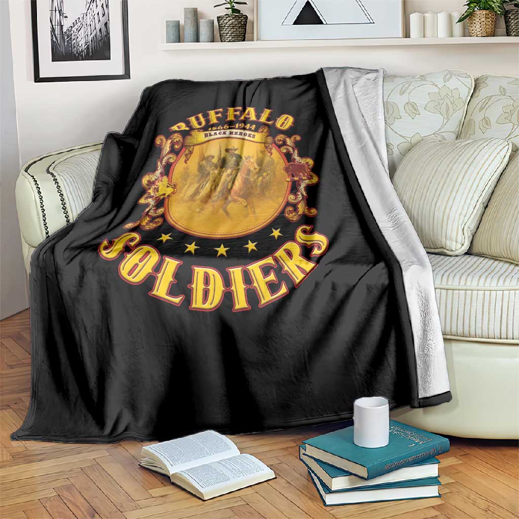 Honor Buffalo Soldiers Blanket African American Cavalry Black Version LT05