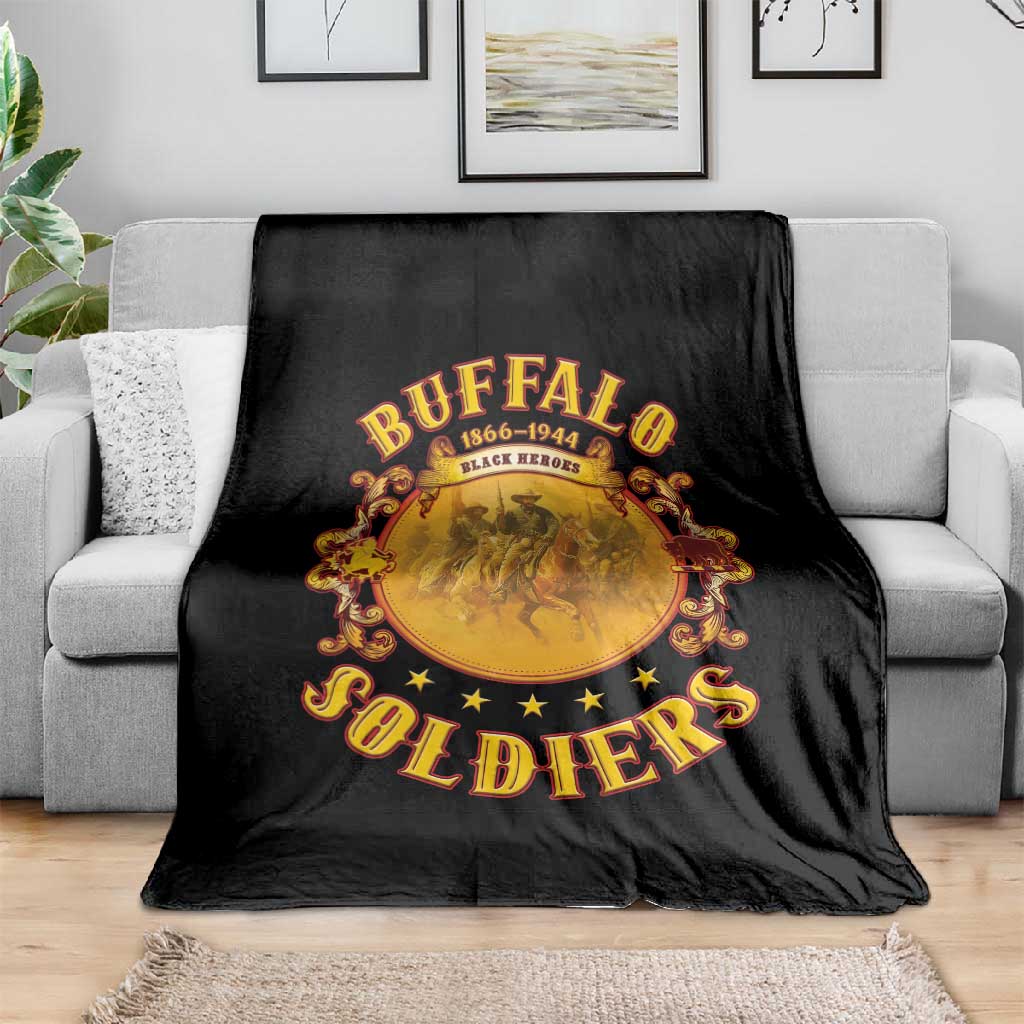 Honor Buffalo Soldiers Blanket African American Cavalry Black Version LT05