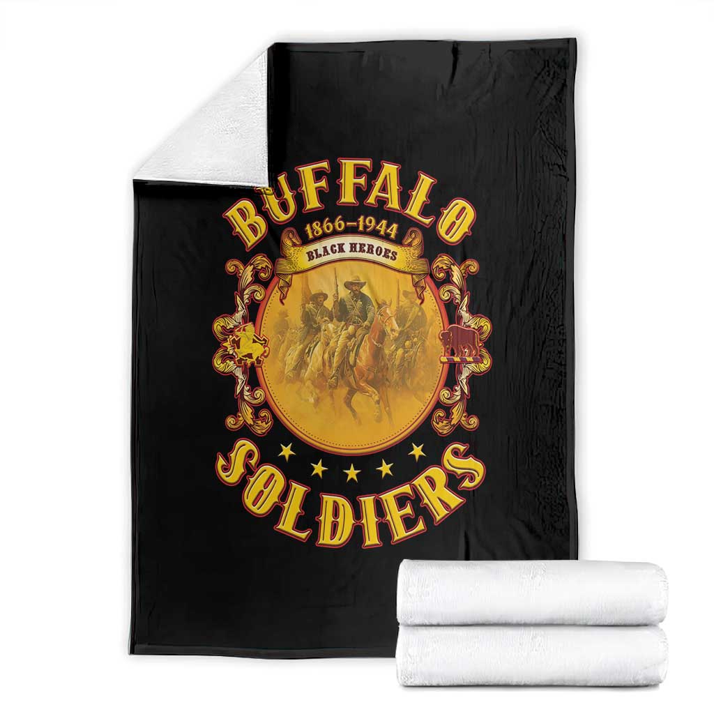 Honor Buffalo Soldiers Blanket African American Cavalry Black Version LT05
