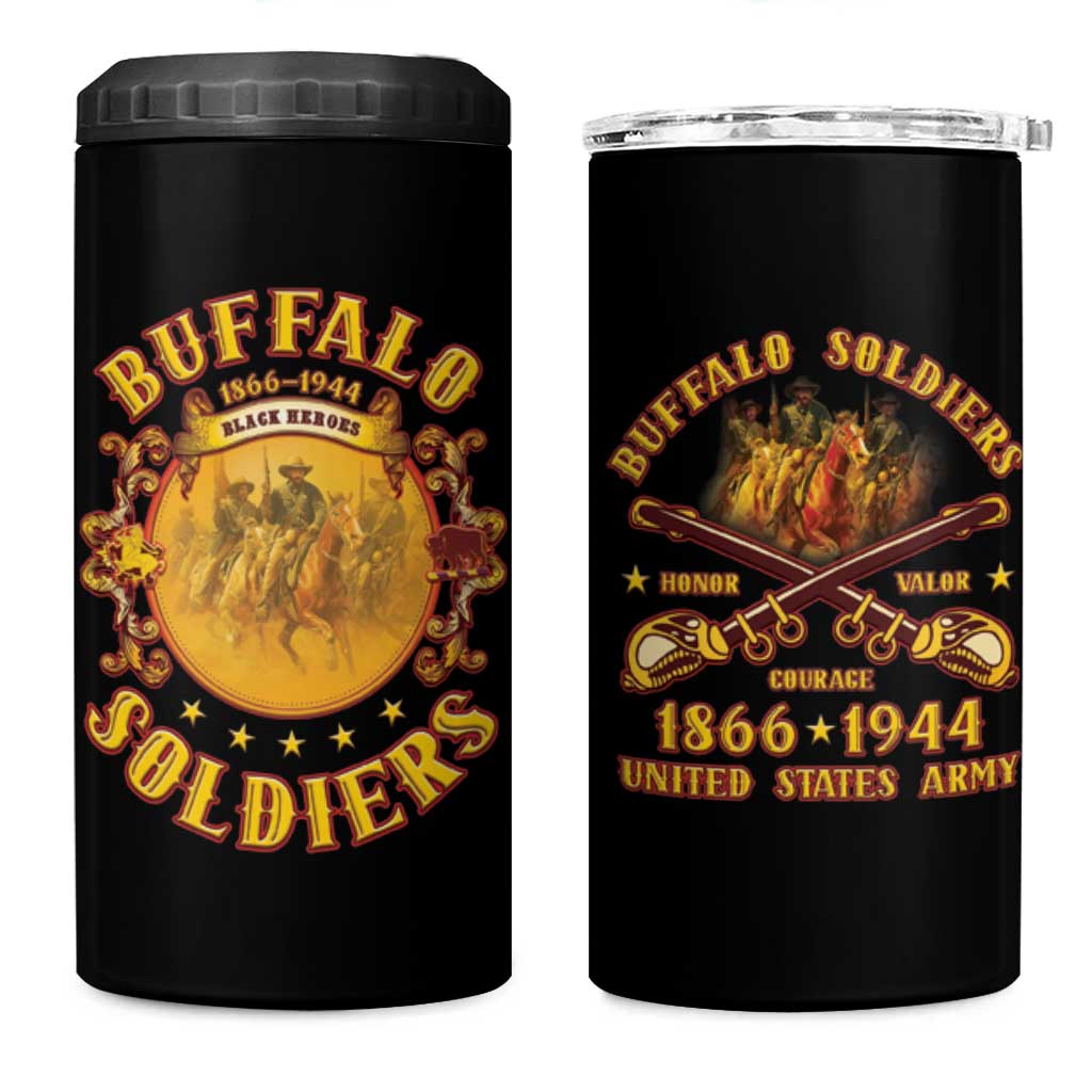 Honor Buffalo Soldiers 4 in 1 Can Cooler Tumbler African American Cavalry Black Version LT05