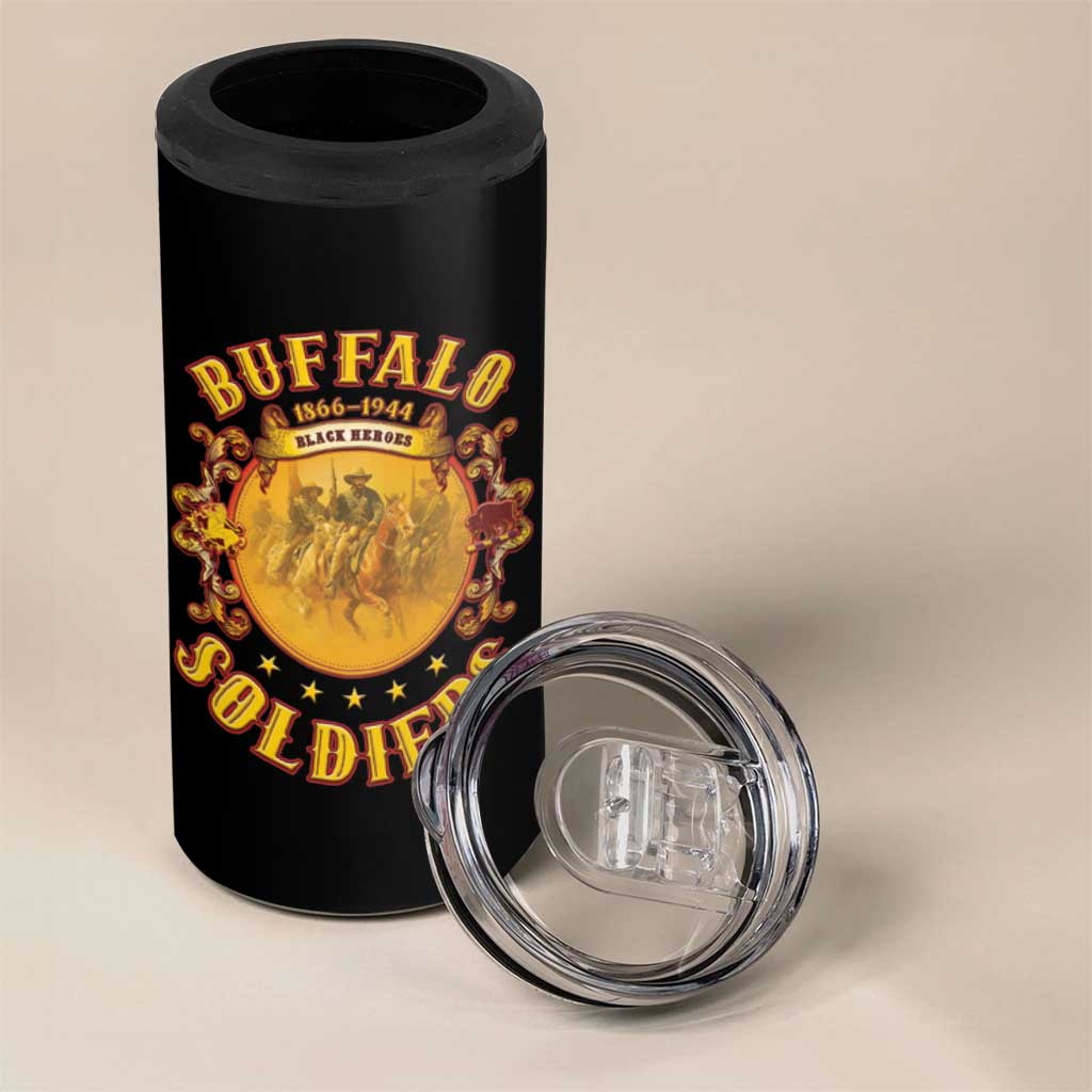 Honor Buffalo Soldiers 4 in 1 Can Cooler Tumbler African American Cavalry Black Version LT05