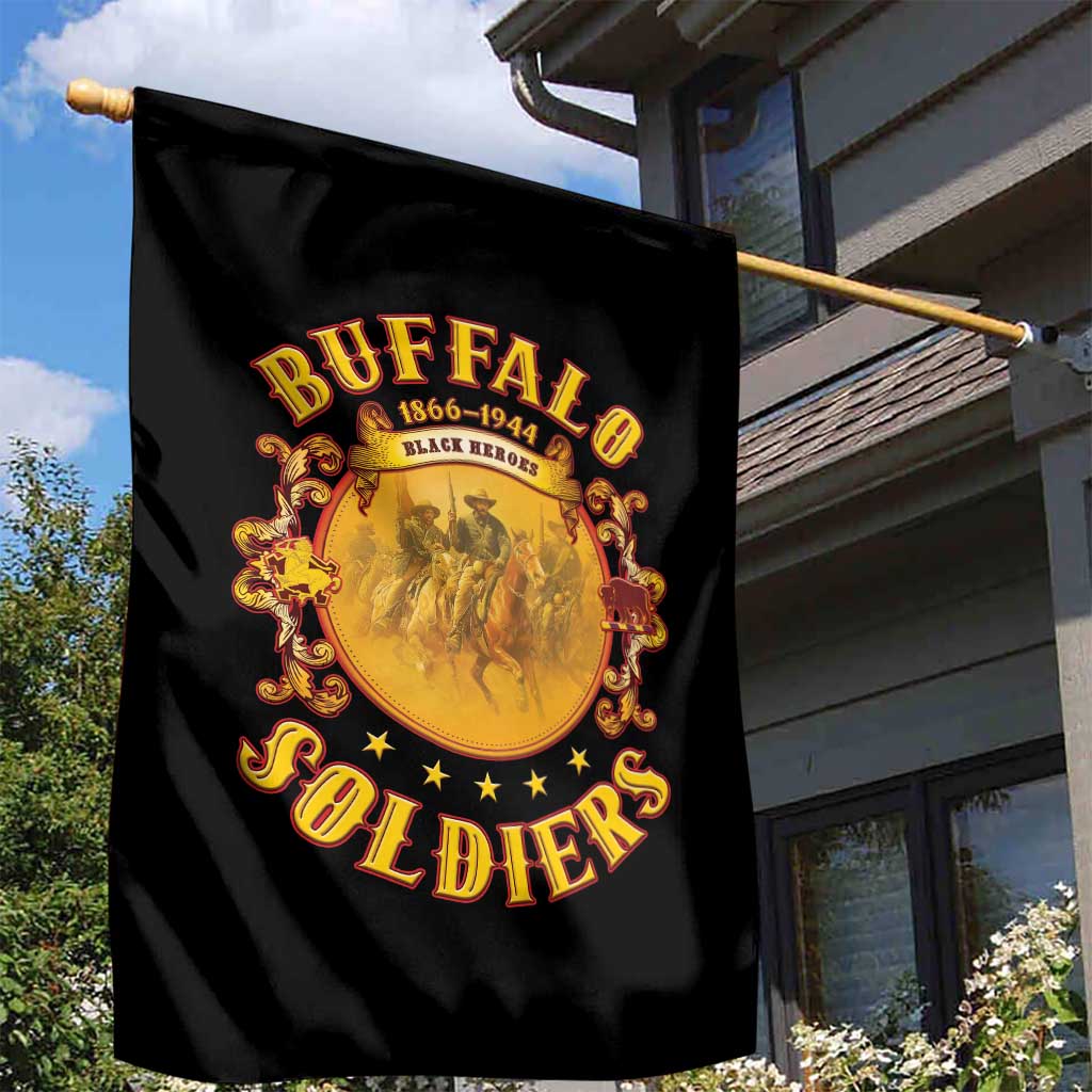 Honor Buffalo Soldiers Garden Flag African American Cavalry Black Version LT05