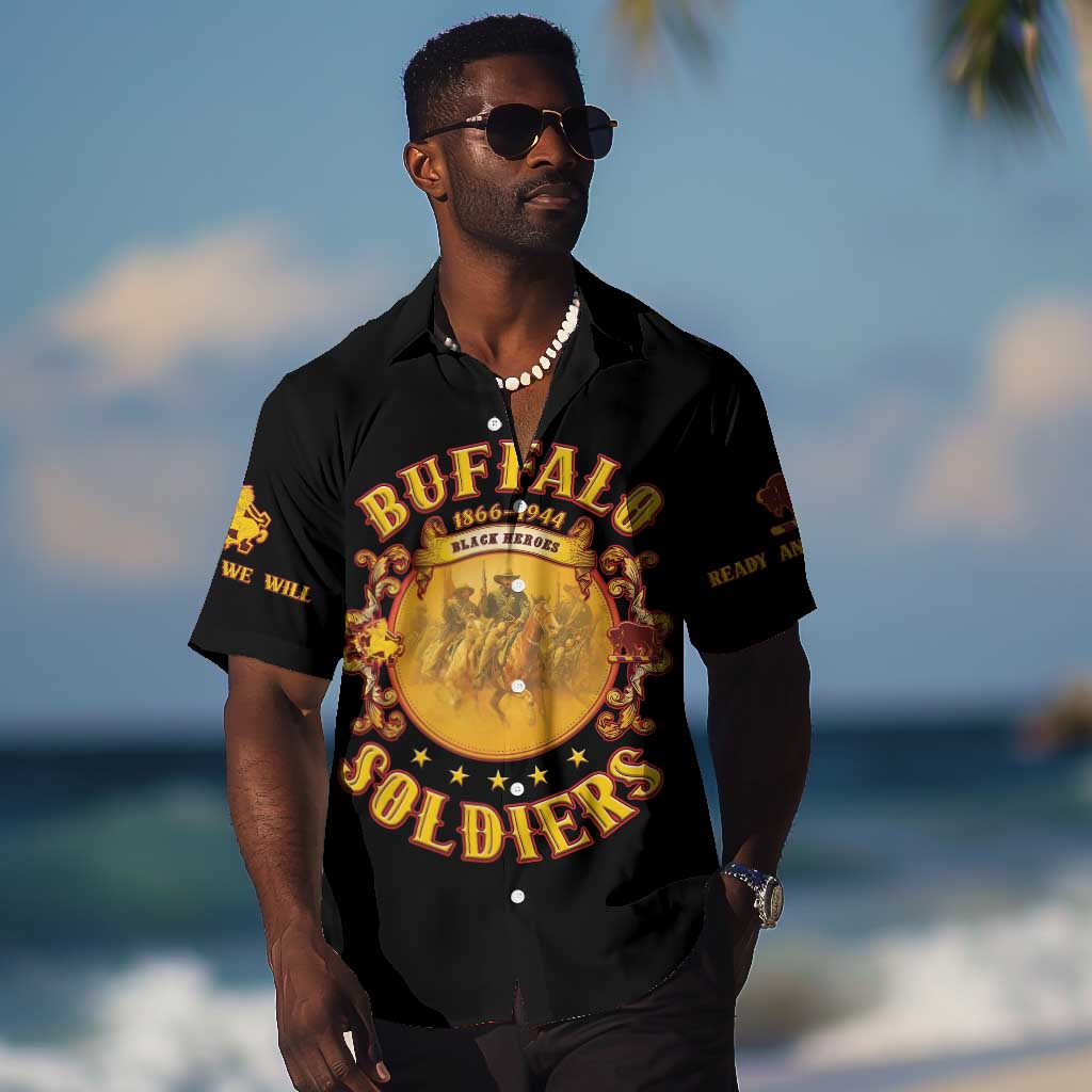 Honor Buffalo Soldiers Hawaiian Shirt African American Cavalry Black Version LT05