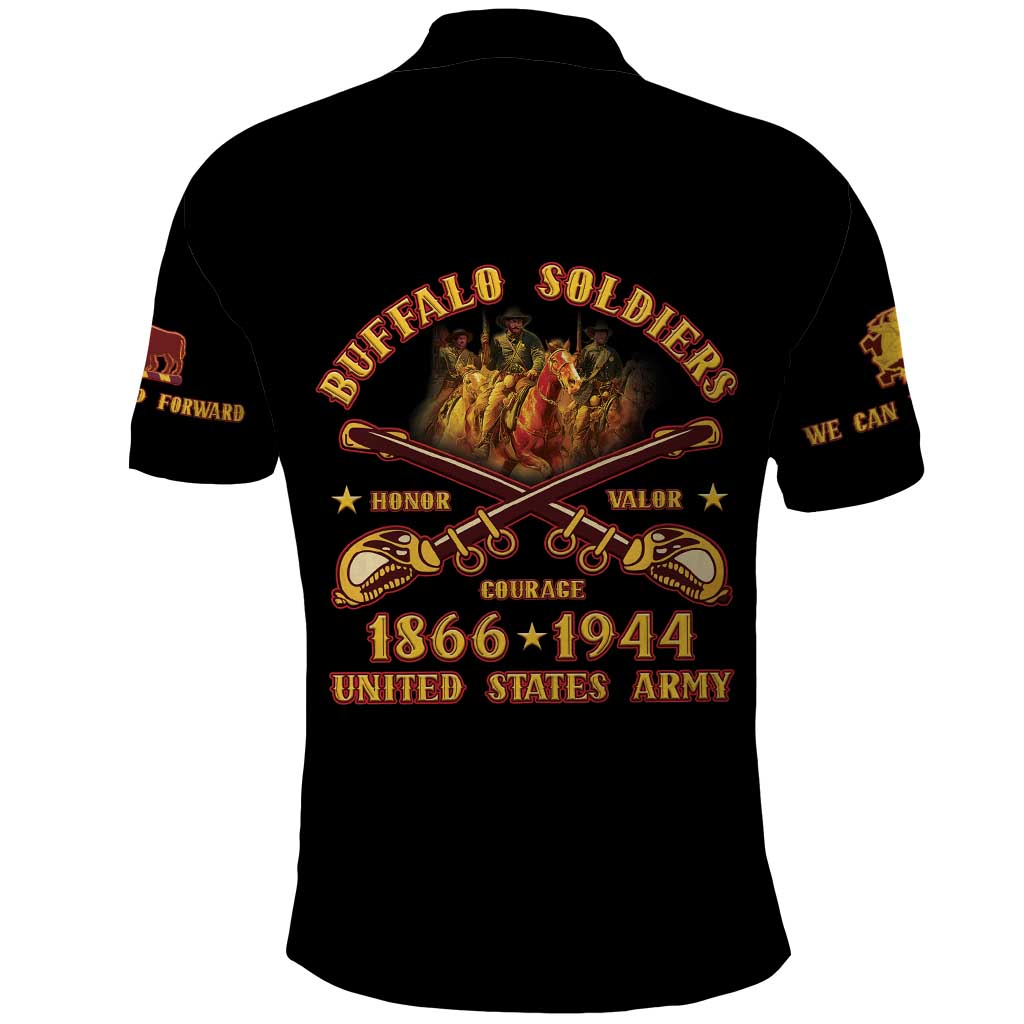 Honor Buffalo Soldiers Polo Shirt African American Cavalry Black Version LT05