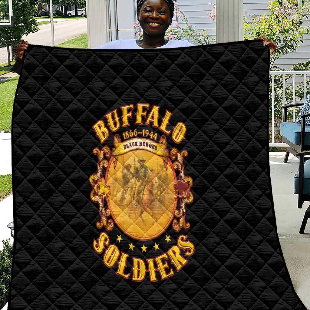 Honor Buffalo Soldiers Quilt African American Cavalry Black Version LT05