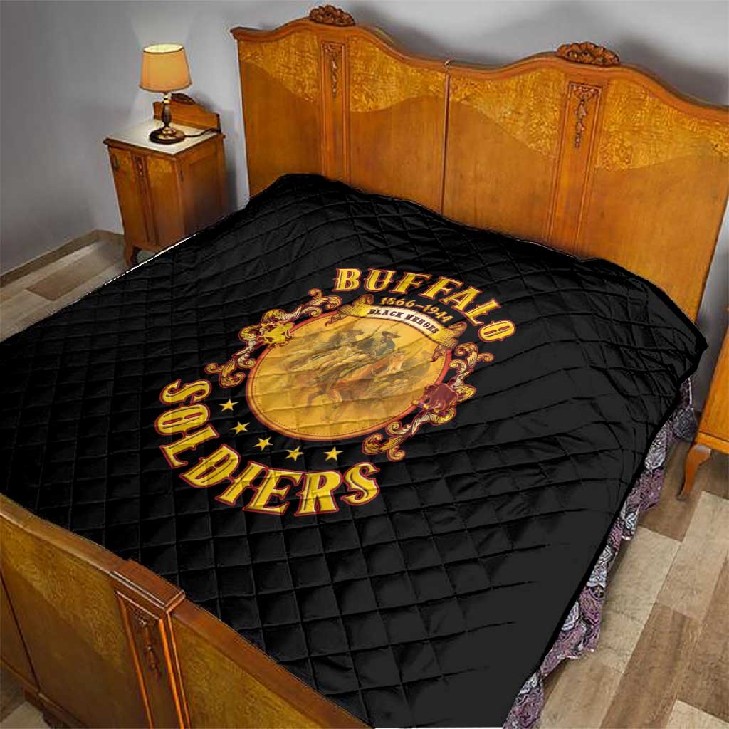 Honor Buffalo Soldiers Quilt African American Cavalry Black Version LT05
