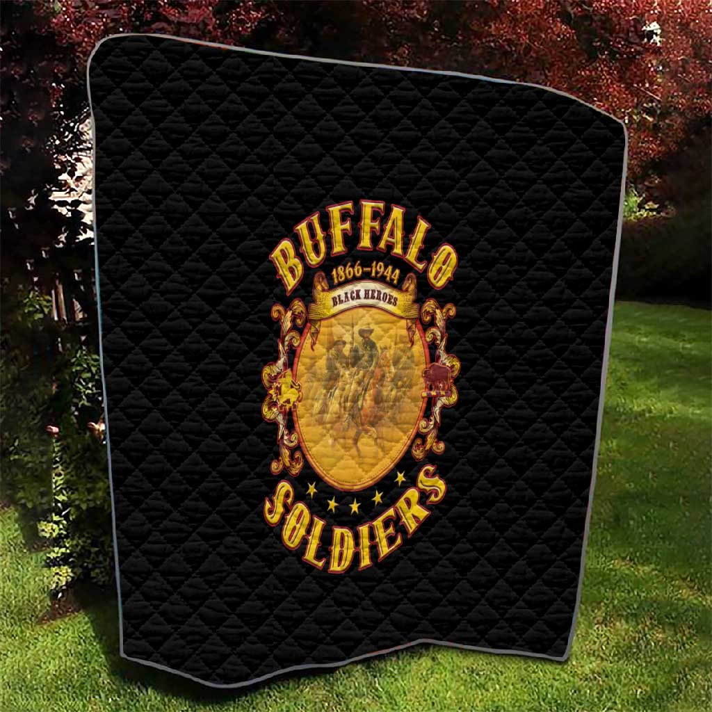 Honor Buffalo Soldiers Quilt African American Cavalry Black Version LT05