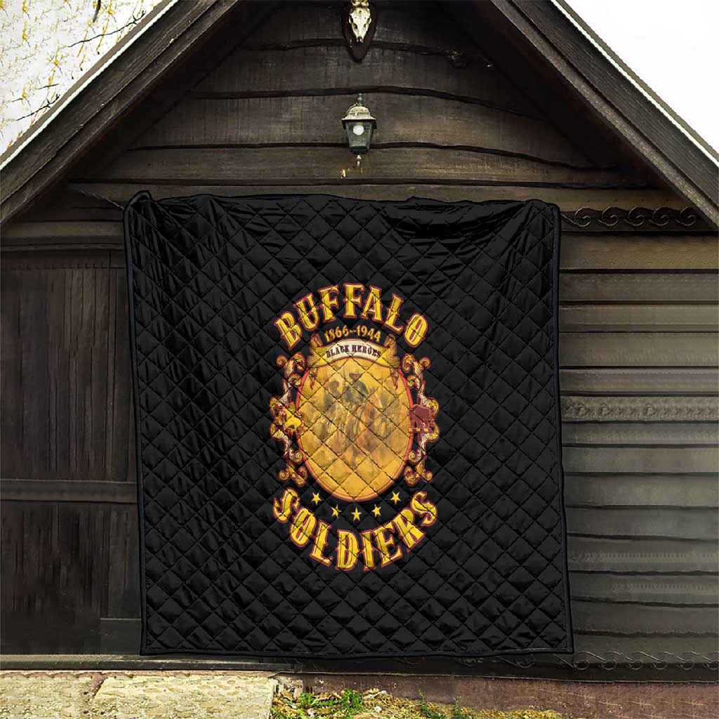 Honor Buffalo Soldiers Quilt African American Cavalry Black Version LT05