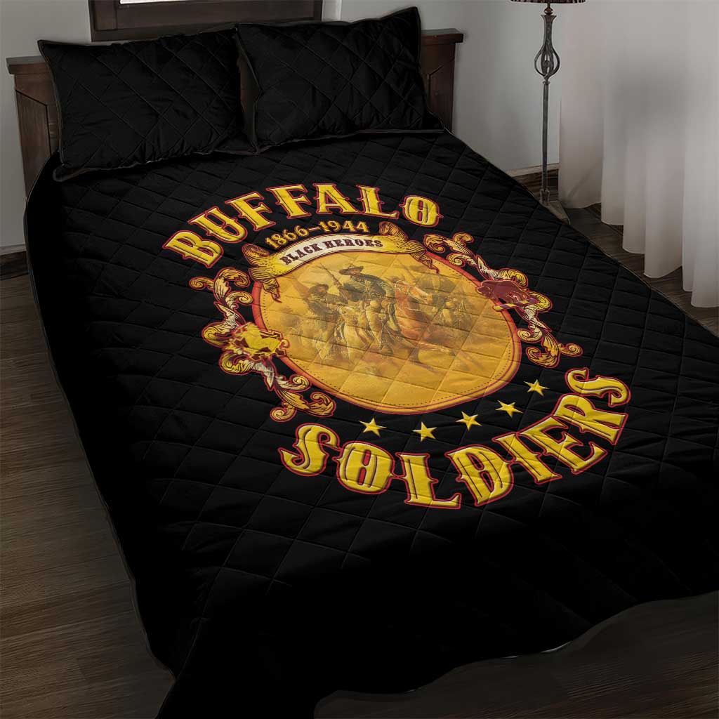 Honor Buffalo Soldiers Quilt Bed Set African American Cavalry Black Version LT05