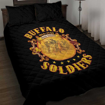 Honor Buffalo Soldiers Quilt Bed Set African American Cavalry Black Version LT05