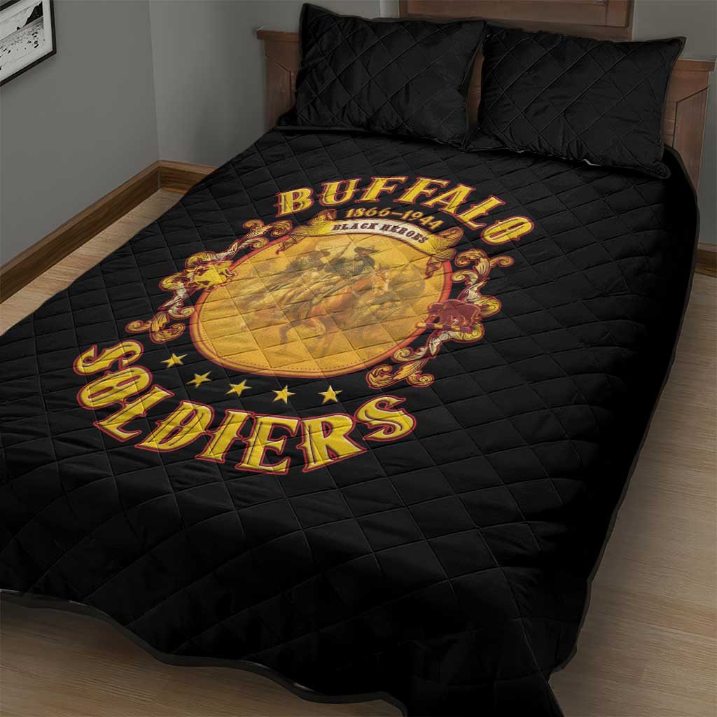 Honor Buffalo Soldiers Quilt Bed Set African American Cavalry Black Version LT05