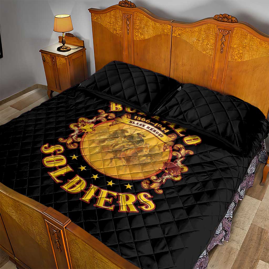 Honor Buffalo Soldiers Quilt Bed Set African American Cavalry Black Version LT05