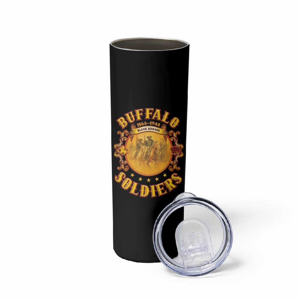 Honor Buffalo Soldiers Skinny Tumbler African American Cavalry Black Version LT05