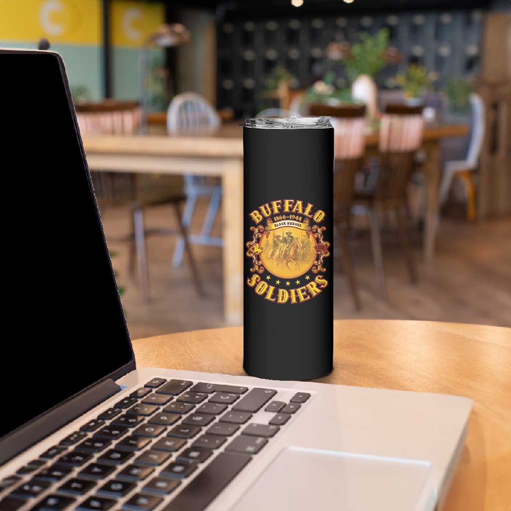 Honor Buffalo Soldiers Skinny Tumbler African American Cavalry Black Version LT05