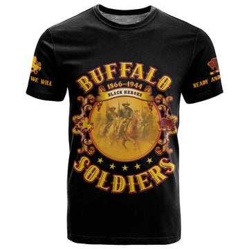 Honor Buffalo Soldiers T shirt African American Cavalry Black Version LT05