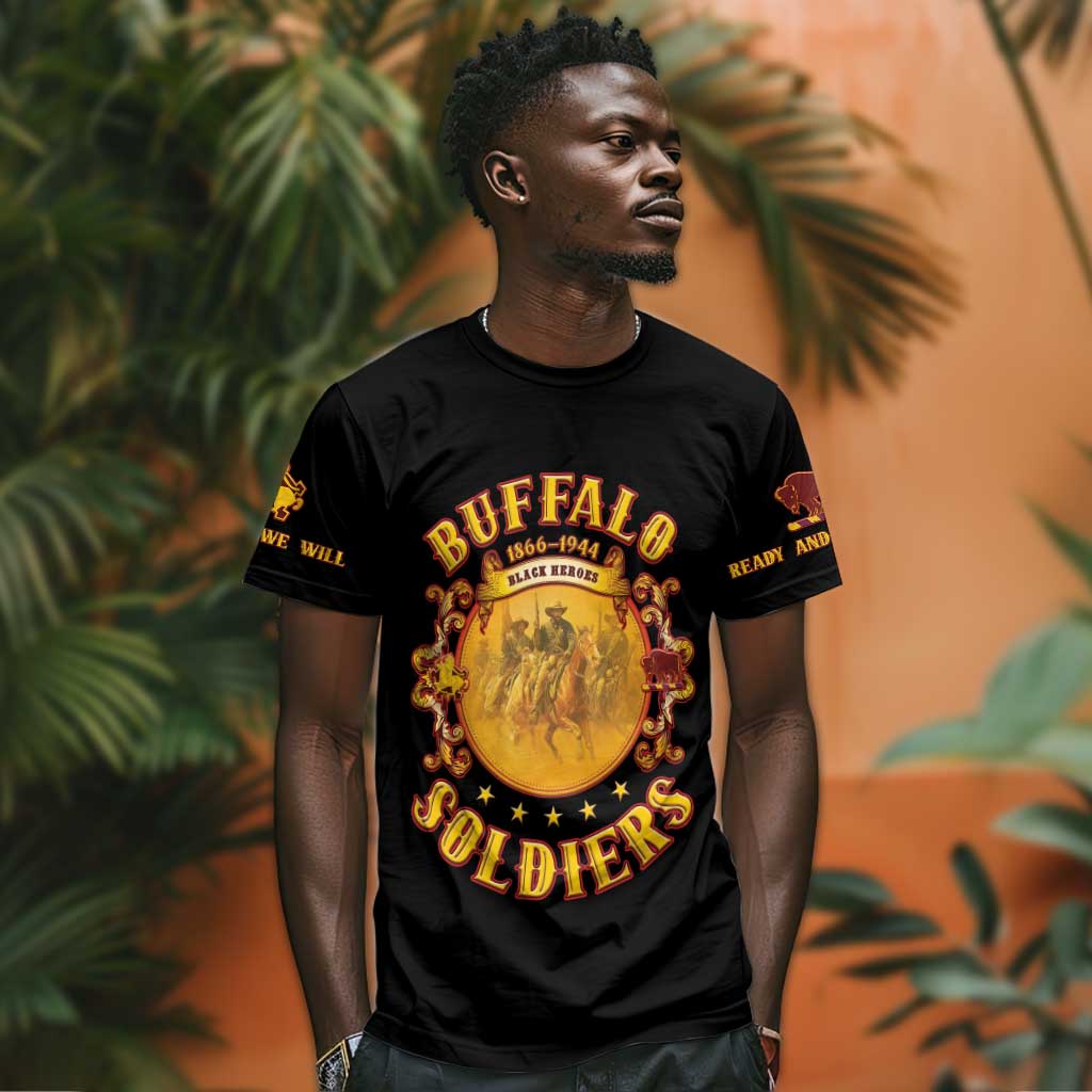 Honor Buffalo Soldiers T shirt African American Cavalry Black Version LT05