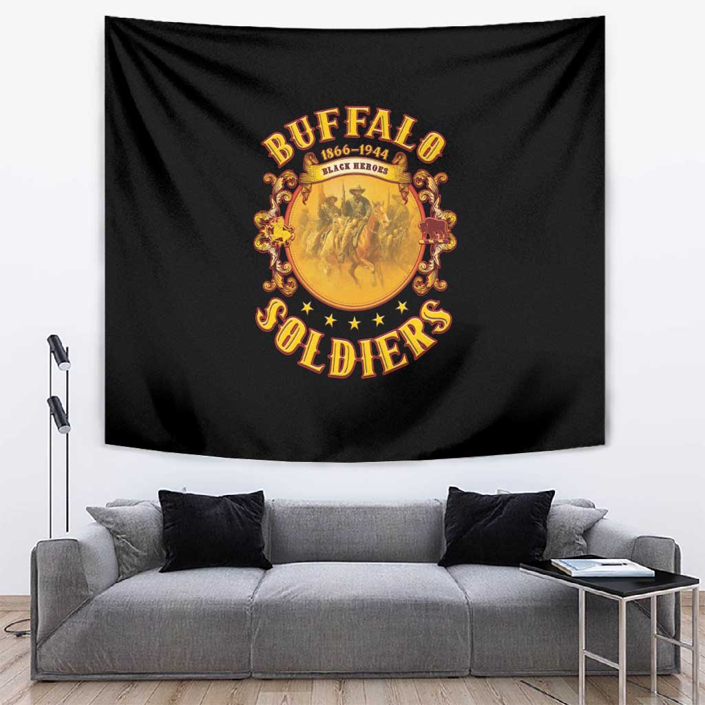 Honor Buffalo Soldiers Tapestry African American Cavalry Black Version LT05