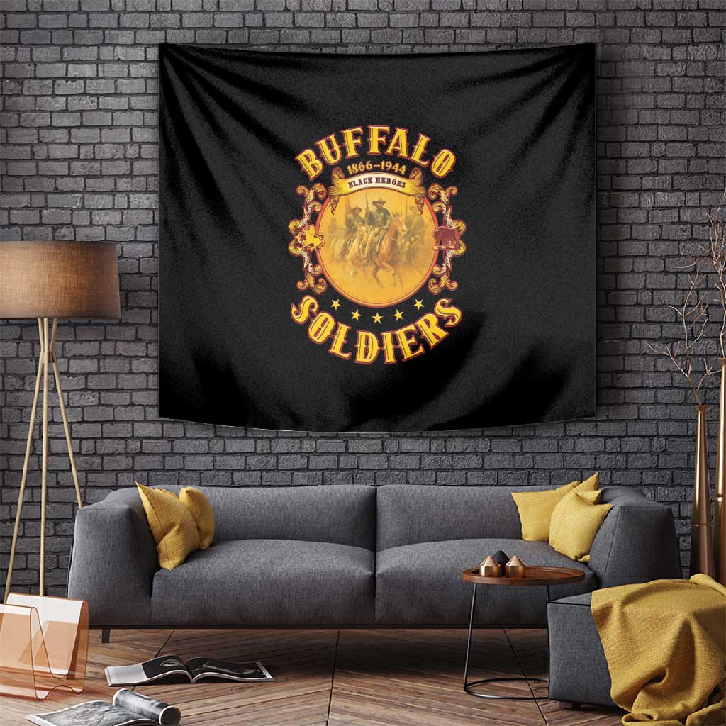 Honor Buffalo Soldiers Tapestry African American Cavalry Black Version LT05