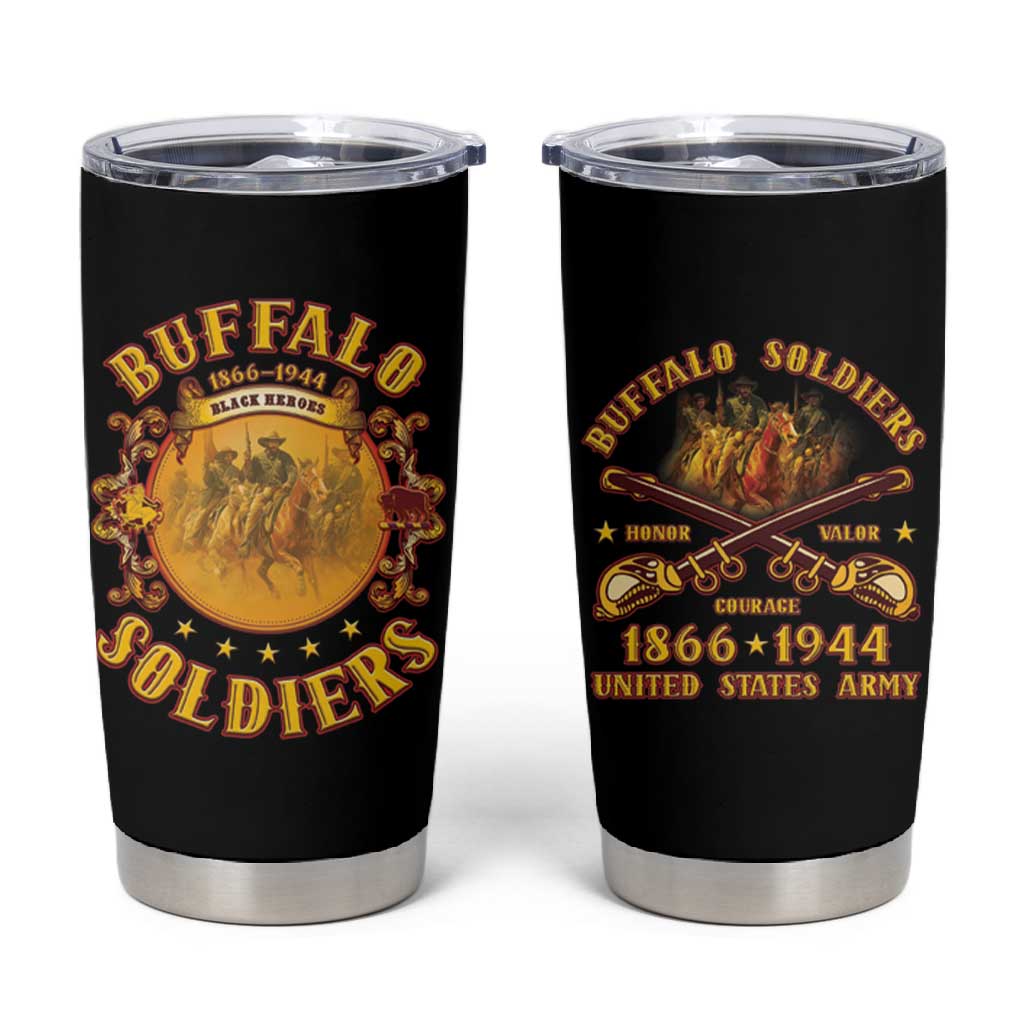 Honor Buffalo Soldiers Tumbler Cup African American Cavalry Black Version LT05