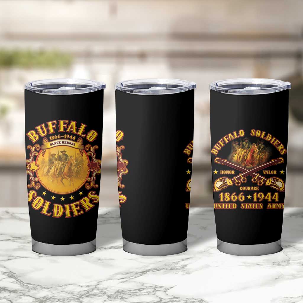 Honor Buffalo Soldiers Tumbler Cup African American Cavalry Black Version LT05