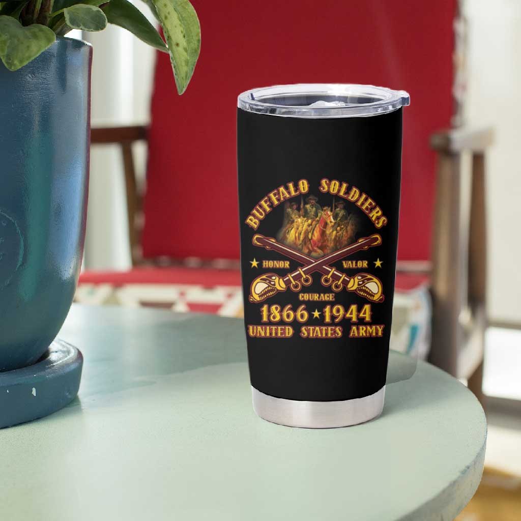 Honor Buffalo Soldiers Tumbler Cup African American Cavalry Black Version LT05