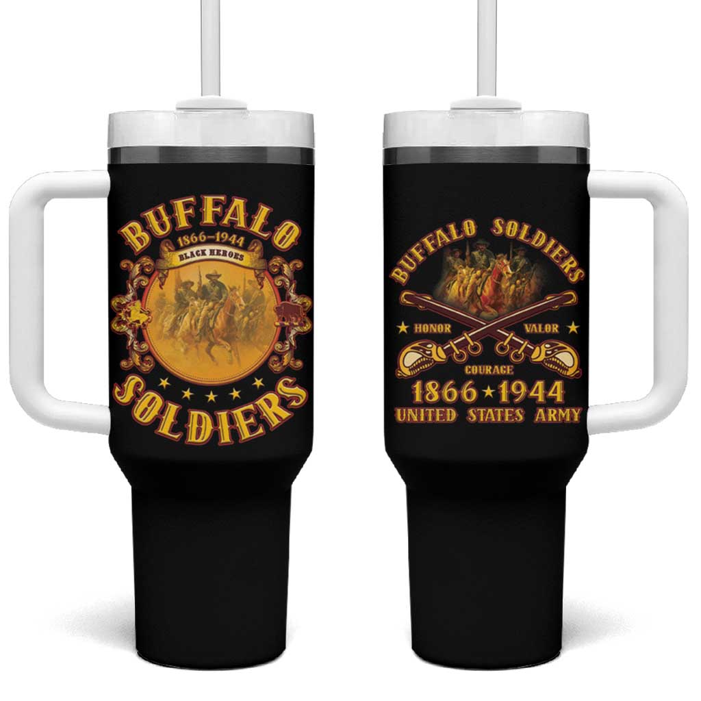 Honor Buffalo Soldiers Tumbler With Handle African American Cavalry Black Version LT05