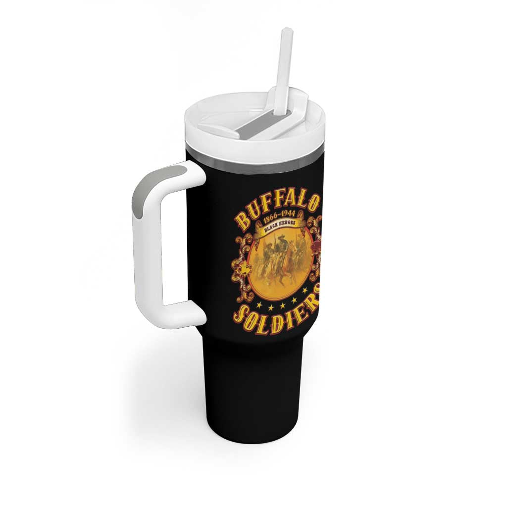 Honor Buffalo Soldiers Tumbler With Handle African American Cavalry Black Version LT05
