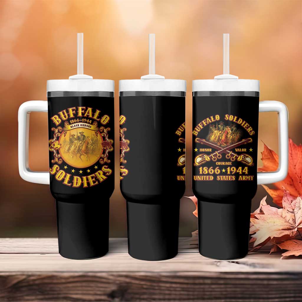 Honor Buffalo Soldiers Tumbler With Handle African American Cavalry Black Version LT05