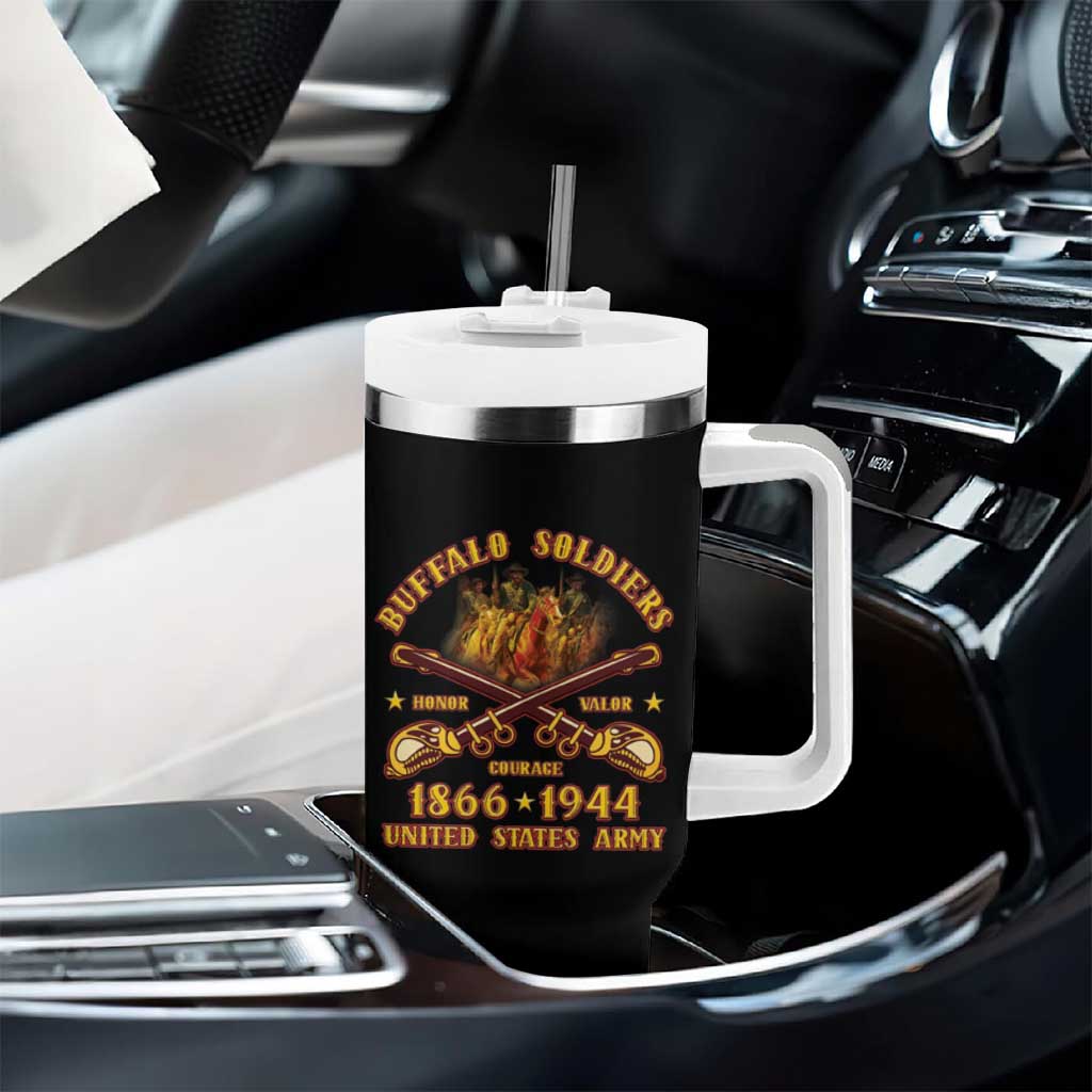 Honor Buffalo Soldiers Tumbler With Handle African American Cavalry Black Version LT05