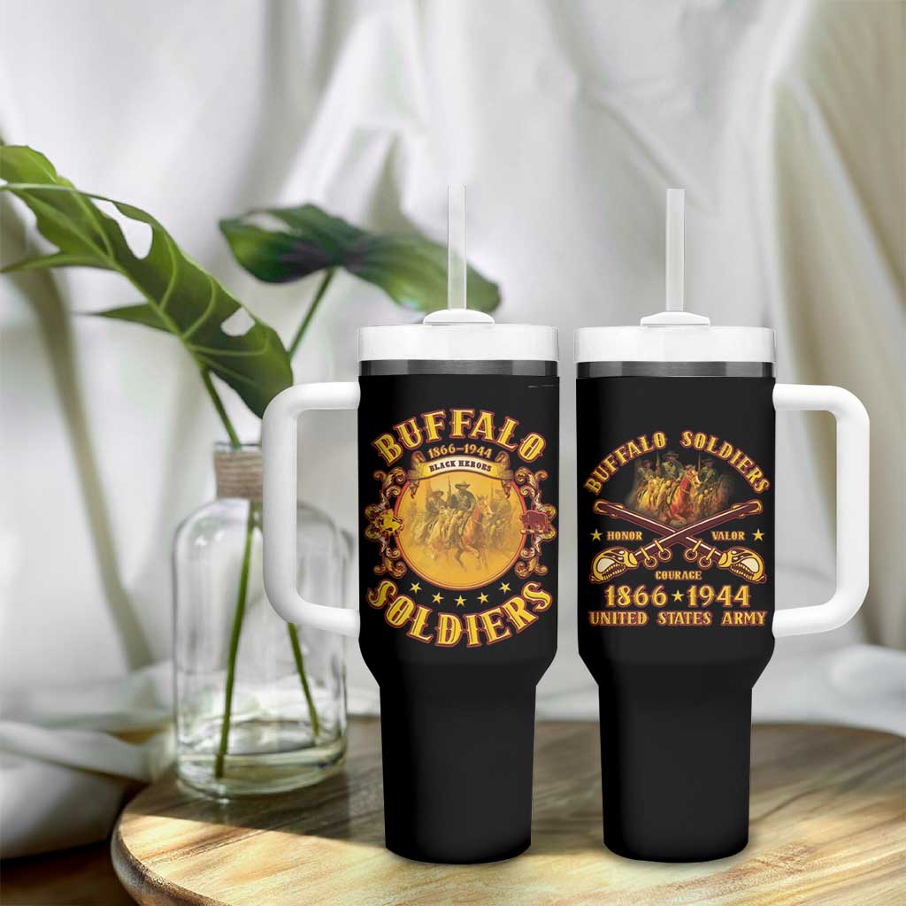 Honor Buffalo Soldiers Tumbler With Handle African American Cavalry Black Version LT05