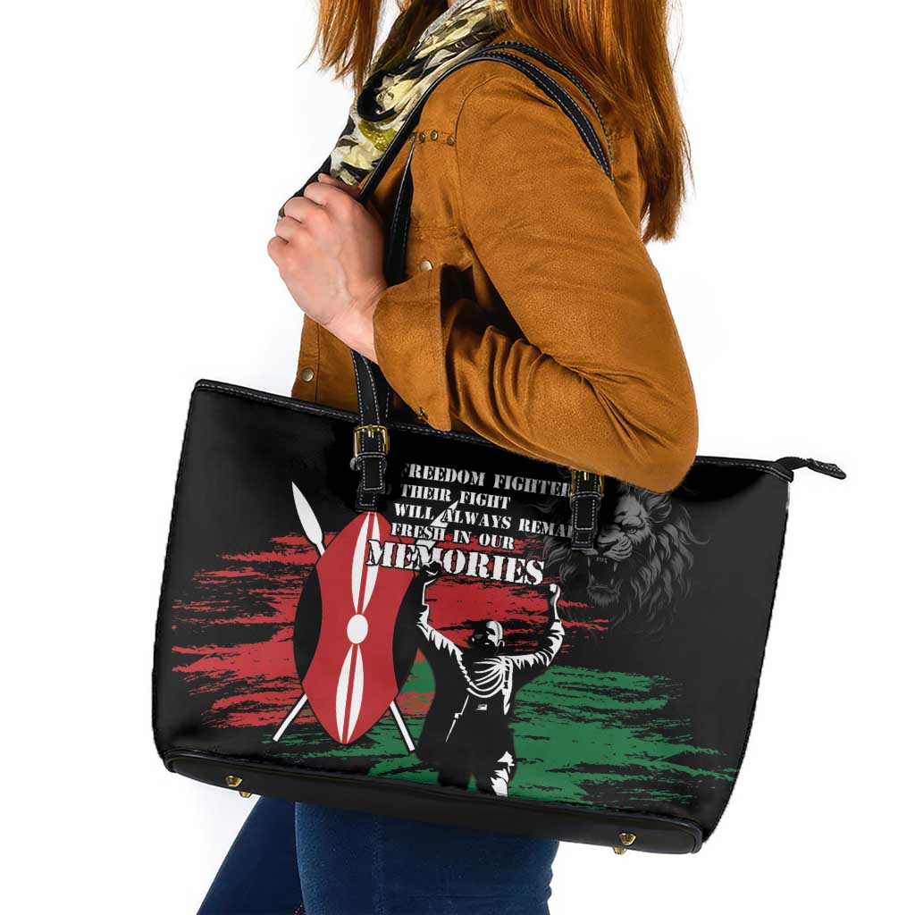 Happy Kenya Mashujaa Day Leather Tote Bag Honour Our Heroes, Heroines LT05