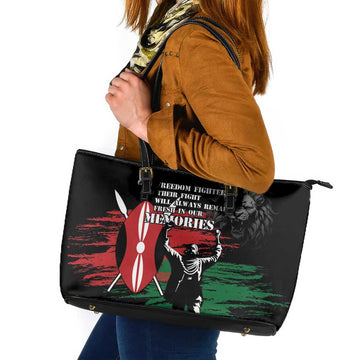 Happy Kenya Mashujaa Day Leather Tote Bag Honour Our Heroes, Heroines LT05