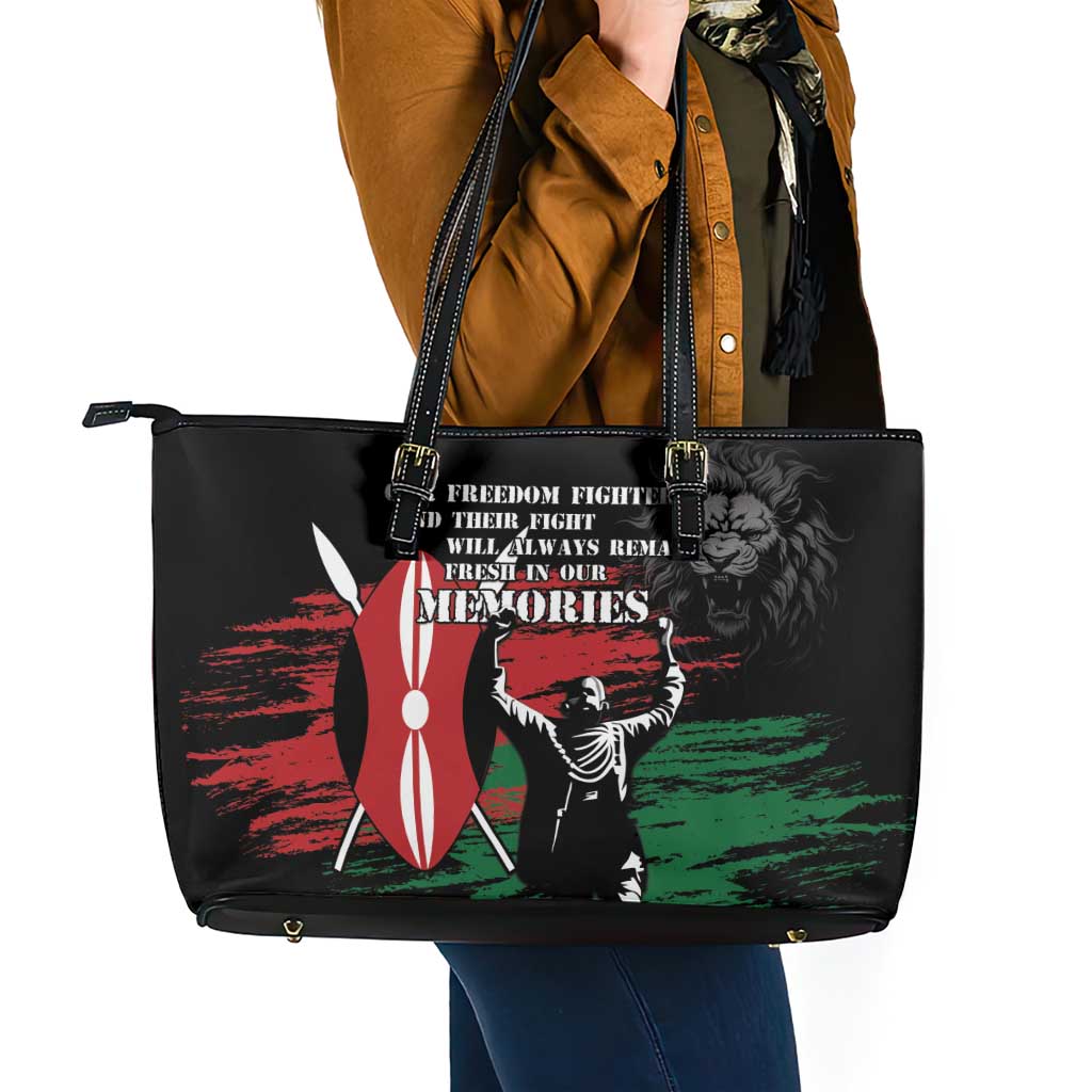 Happy Kenya Mashujaa Day Leather Tote Bag Honour Our Heroes, Heroines LT05