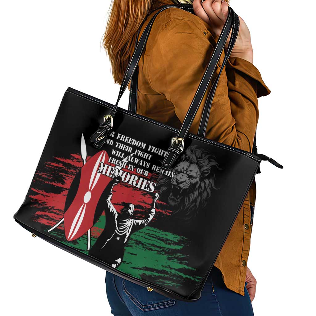 Happy Kenya Mashujaa Day Leather Tote Bag Honour Our Heroes, Heroines LT05